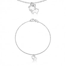 925 silver bracelet - glossy chain, small pendant with a cow motif
