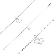 925 silver bracelet - glossy chain, small pendant with a cow motif
