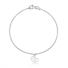 925 silver bracelet - glittery chain and a sheep with a glaze of white colour
