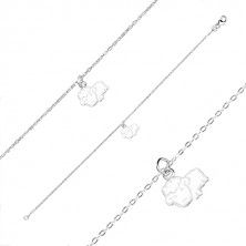 925 silver bracelet - glittery chain and a sheep with a glaze of white colour