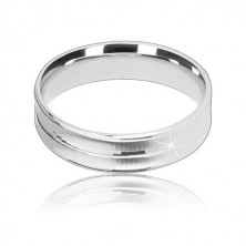 925 silver wedding ring - two matt cuts and a narrower stripe in the center, 5 mm