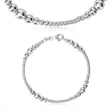 925 silver bracelet - balls on chain, glossy surface, lobster claw clasp