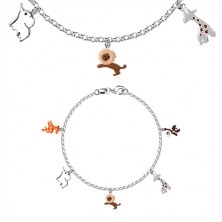 925 child silver bracelet - pendants with animal motif, round rings 