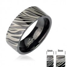 Stainless steel ring - black zebra