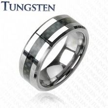 Tungsten ring with stripe, fiber motive
