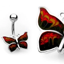 Belly button piercing – shimmering butterfly