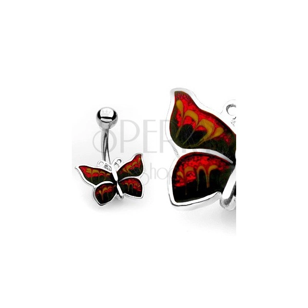 Belly button piercing – shimmering butterfly