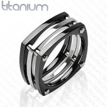 Titanium ring - three squares connected by rivets