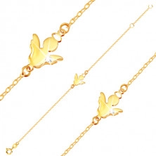 9K gold bracelet - angel silhouette with halo and a clear zircon placed on the wing