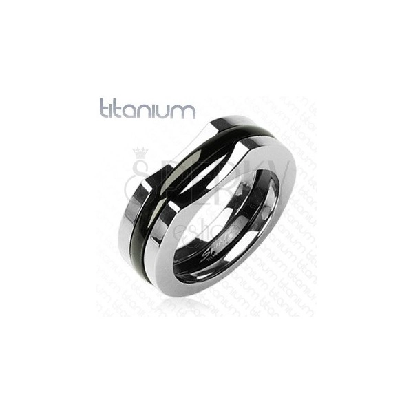 Three-layer titanium ring for men