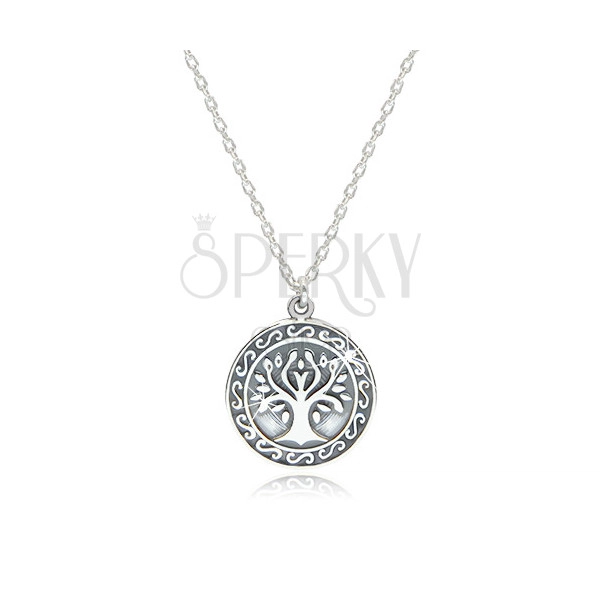 925 silver necklace - glossy tree of life within the circle