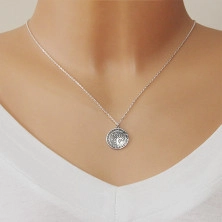 925 silver necklace - glossy tree of life within the circle