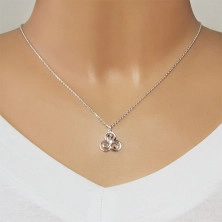 925 silver glossy necklace - Celtic symbol of Triskelion with a clear zircon 