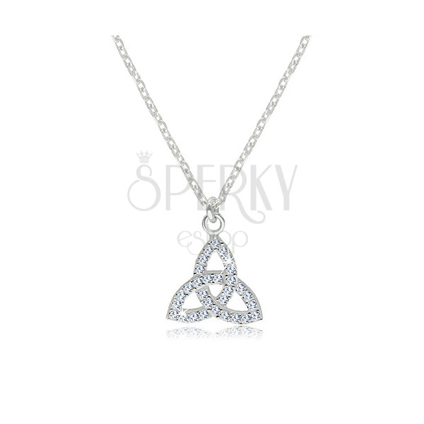 925 silver necklace - clear zircon symbol of Triquetra