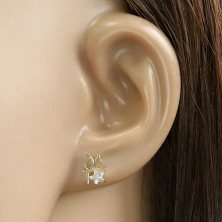 585 gold earrings - forest fairy with wings and a clear star