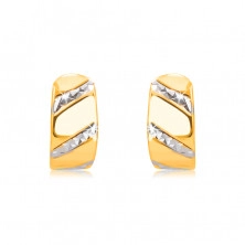 Combined 585 gold studs - smooth arch adorned with stripes 