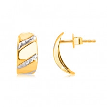 Combined 585 gold studs - smooth arch adorned with stripes 