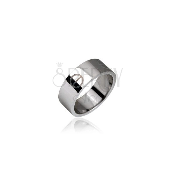 Smooth steel ring in silver colour, pill pattern