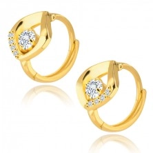 14K Gold earrings – clear zircon lined with a wavy teardrop