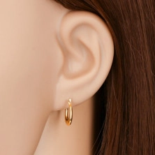 9K Golden earrings – glossy rings, French fastening