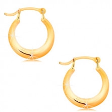 9K Golden earrings – glossy rings, French fastening