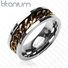 Titanium ring - chain in copper color