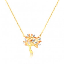 585 Combined gold necklace – branched tree of life with leaves