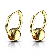 Round earrings made of stainless steel – adorned with a smooth glossy bead, hinged snap closure
