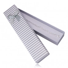 Gift box for a chain or a bracelet – white and grey stripes, decorative bow