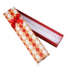 Gift box for a chain or a bracelet – chequered pattern, red bow