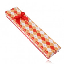 Gift box for a chain or a bracelet – chequered pattern, red bow