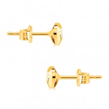 Earrings made of 14K yellow gold – clear round zircon, shiny and smooth surface