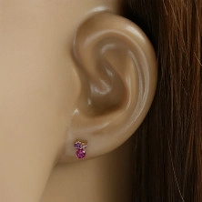 Earrings in 9K rose gold – stones in different sizes, studs
