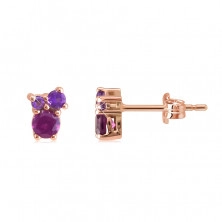 Earrings in 9K rose gold – stones in different sizes, studs