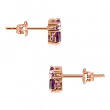 Earrings in 9K rose gold – stones in different sizes, studs