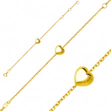Children´s bracelet made of 9K yellow gold – shiny smooth heart, spring ring closure