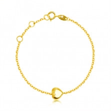 Children´s bracelet made of 9K yellow gold – shiny smooth heart, spring ring closure
