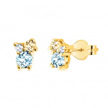 Earrings made of 14K gold – stones in various sizes, citrine, blue and Swiss topaz