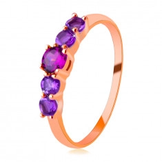 14K Rose gold ring – rhodolite and Brazilian amethyst in a mount