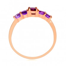 14K Rose gold ring – rhodolite and Brazilian amethyst in a mount