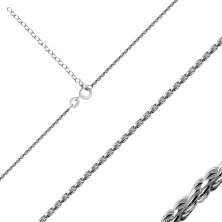 925 Silver chain – spirally densely connected shiny links, spring ring