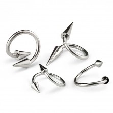 Stainless steel piercing, spiral with spiked bead, 1,2 mm