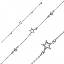 Steel bracelet - three stars in silver color, delicate chain