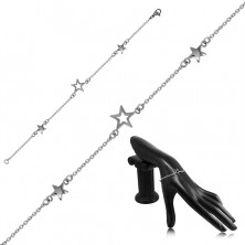 Steel bracelet - three stars in silver color, delicate chain