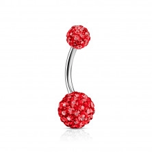Belly piercing made of stainless steel - colored beads of stones