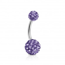 Belly piercing made of stainless steel - colored beads of stones