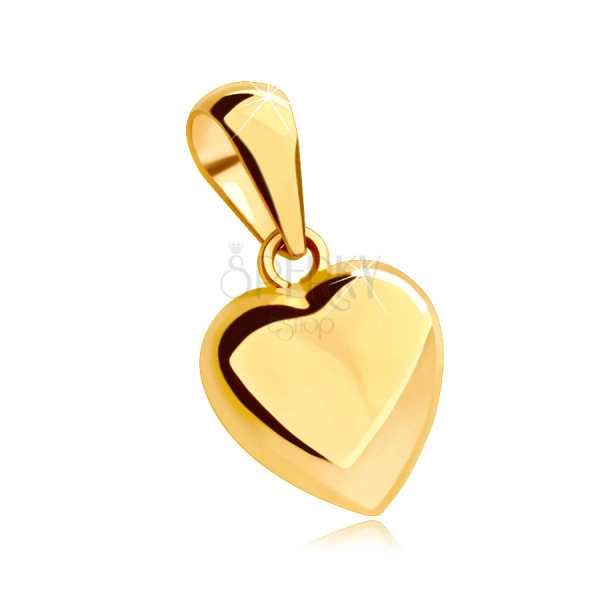 Pendant made of 14K yellow gold - full heart with a shiny and slightly convex surface