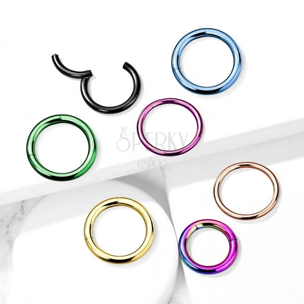Nose and ear piercing made of stainless steel - simple shiny ring, 0.8 mm, 10 mm