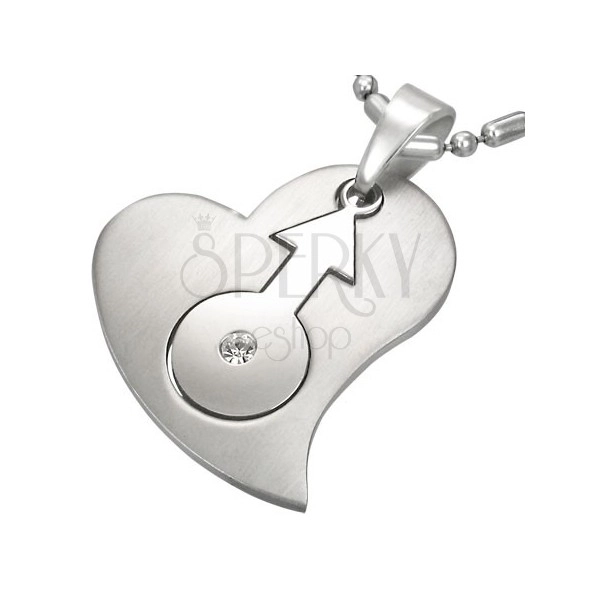 Stainless steel pendant with heart and female gender sign