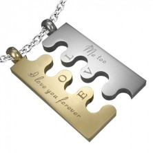 Steel pendant Puzzle, silver and gold